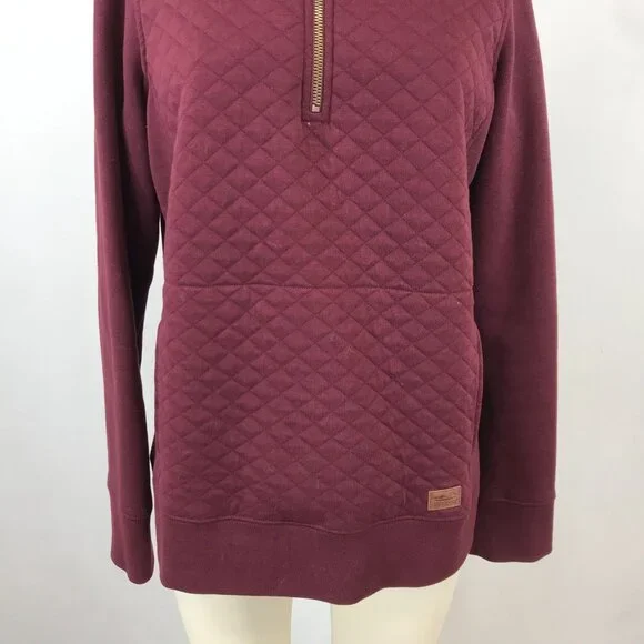 L.L. BEAN - MEN'S MEDIUM - MAROON LONG SLEEVE 1/4 ZIP QUILTED SWEATSHIRT - Picture 3 of 7